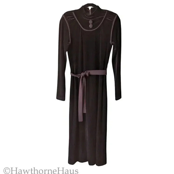 BENDIGO IMPRESSIONS Brown Velvet Vintage Dress Size P ( XS ) Hi Neck Victorian - Picture 1 of 8